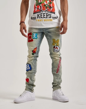 Casual wear options Embellish Nyc Animated Letters Denim Jeans Clothing types