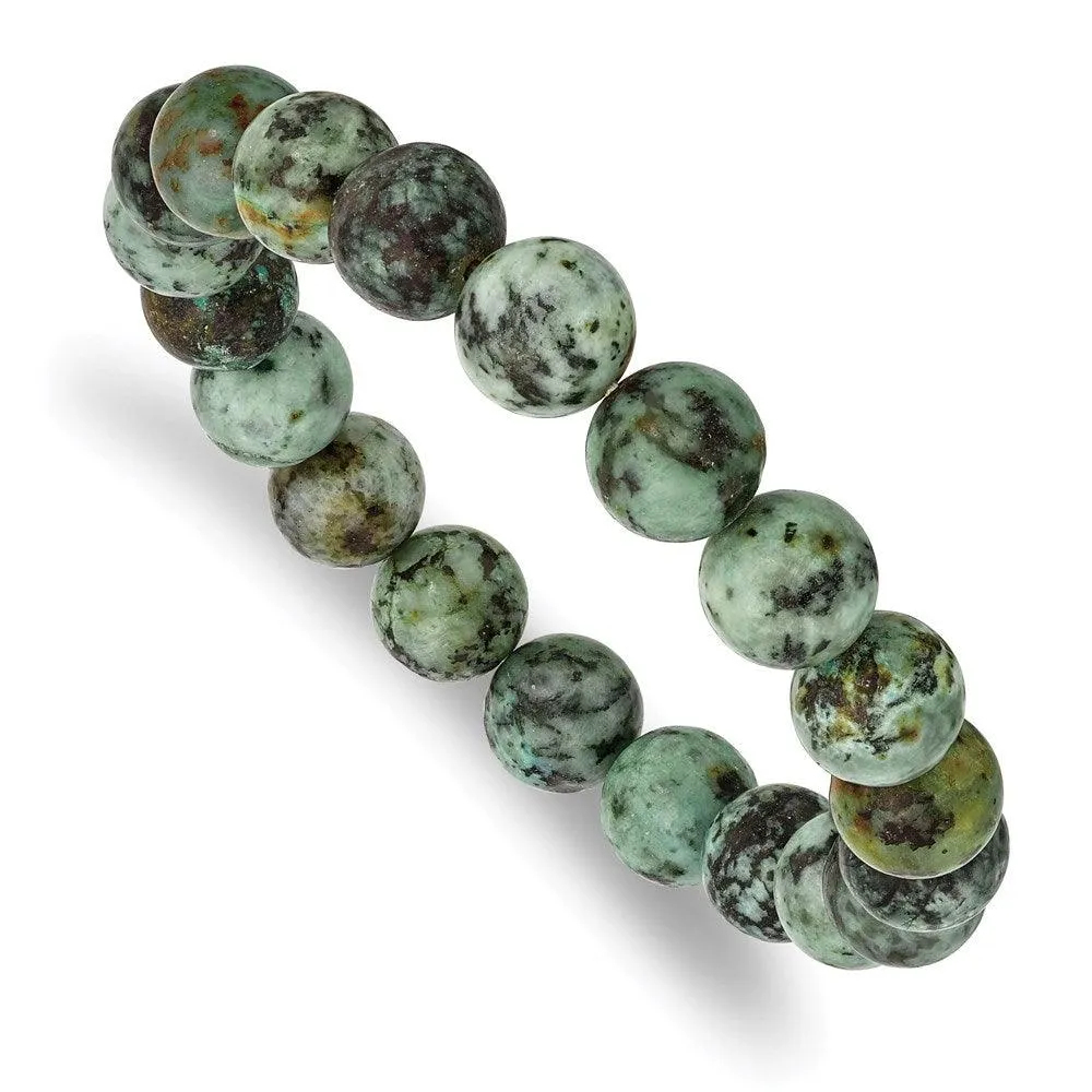 Chisel Jewelry African Pine Agate Beaded Stretch Bracelet