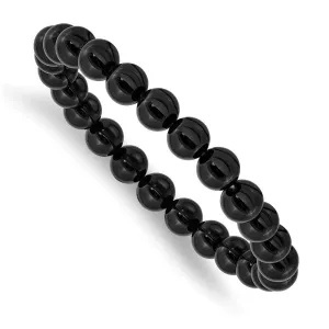 Chisel Jewelry Black Agate Beaded Stretch Bracelet