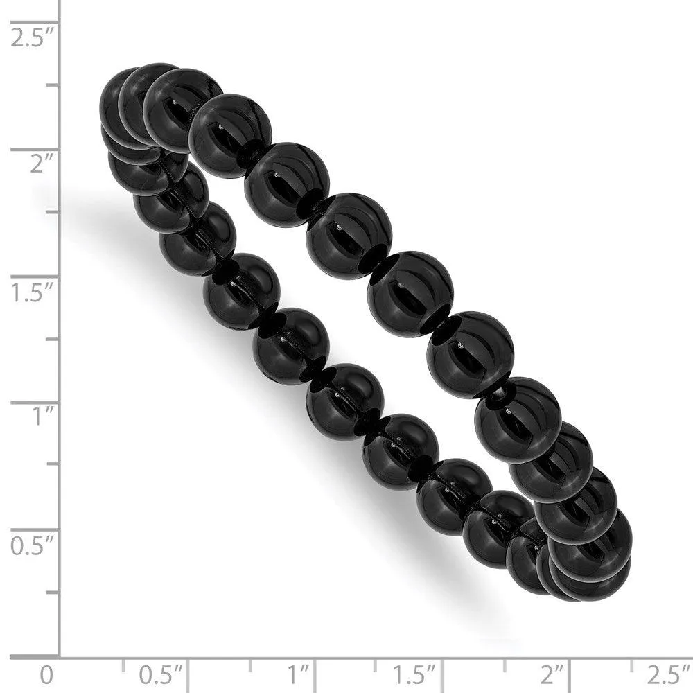 Chisel Jewelry Black Agate Beaded Stretch Bracelet