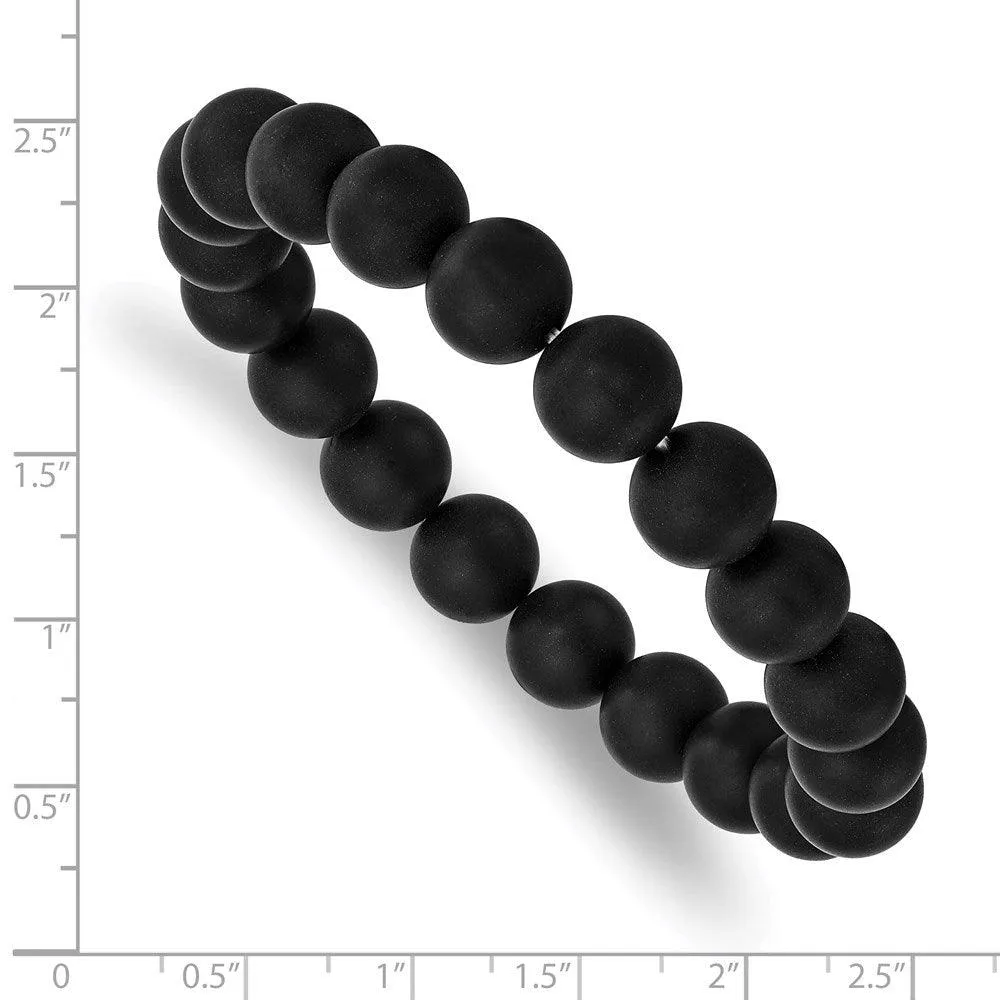 Chisel Jewelry Black Agate Beaded Stretch Bracelet