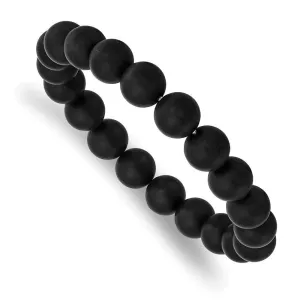 Chisel Jewelry Black Agate Beaded Stretch Bracelet