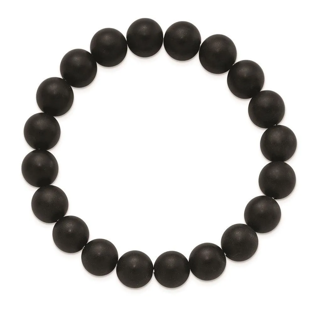 Chisel Jewelry Black Agate Beaded Stretch Bracelet