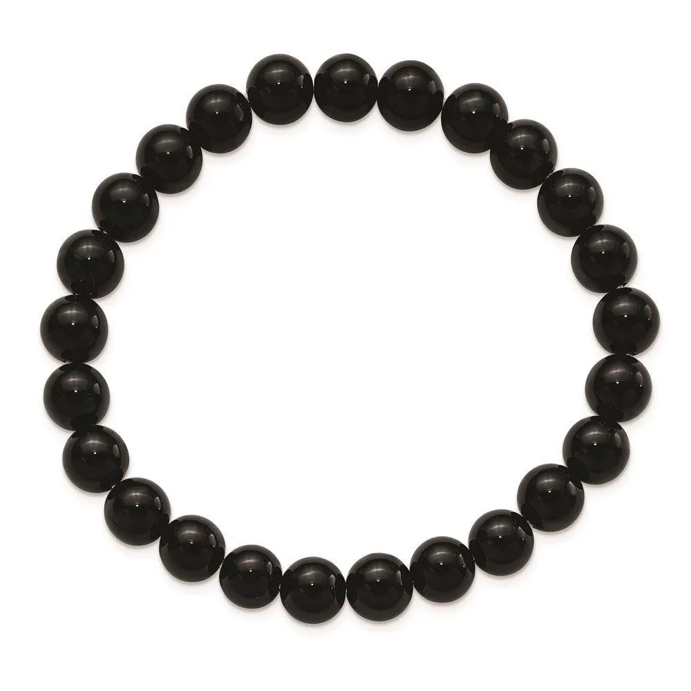 Chisel Jewelry Black Agate Beaded Stretch Bracelet