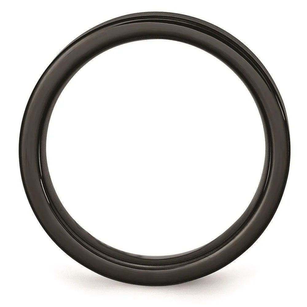 Chisel Jewelry Black Ceramic Flat 6mm Brushed Band