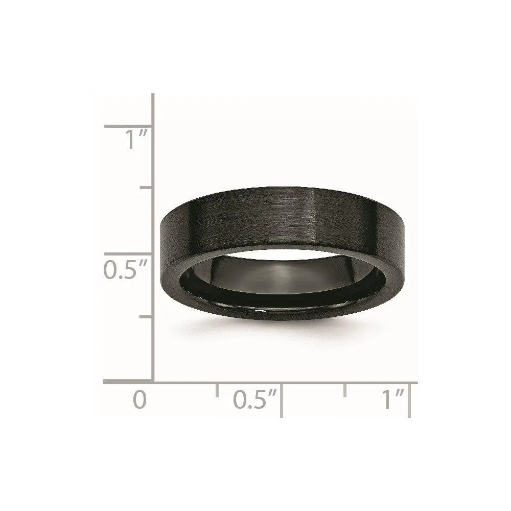 Chisel Jewelry Black Ceramic Flat 6mm Brushed Band