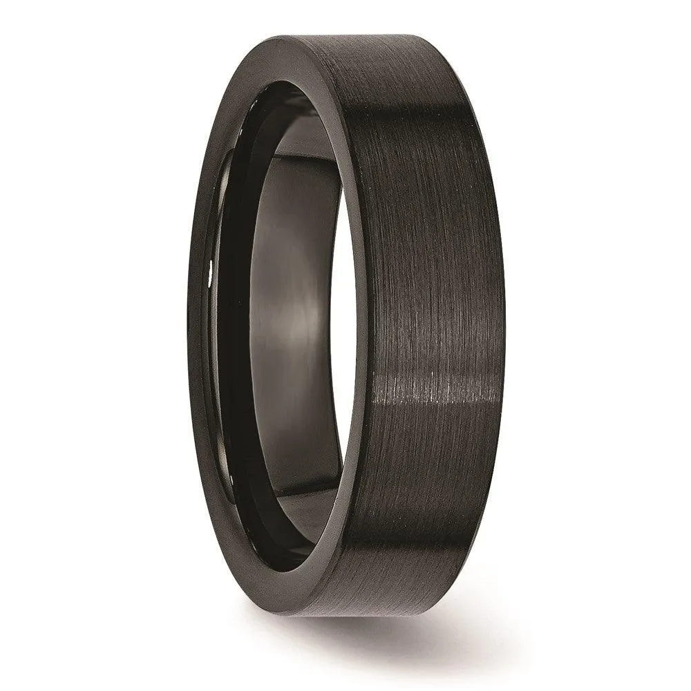 Chisel Jewelry Black Ceramic Flat 6mm Brushed Band