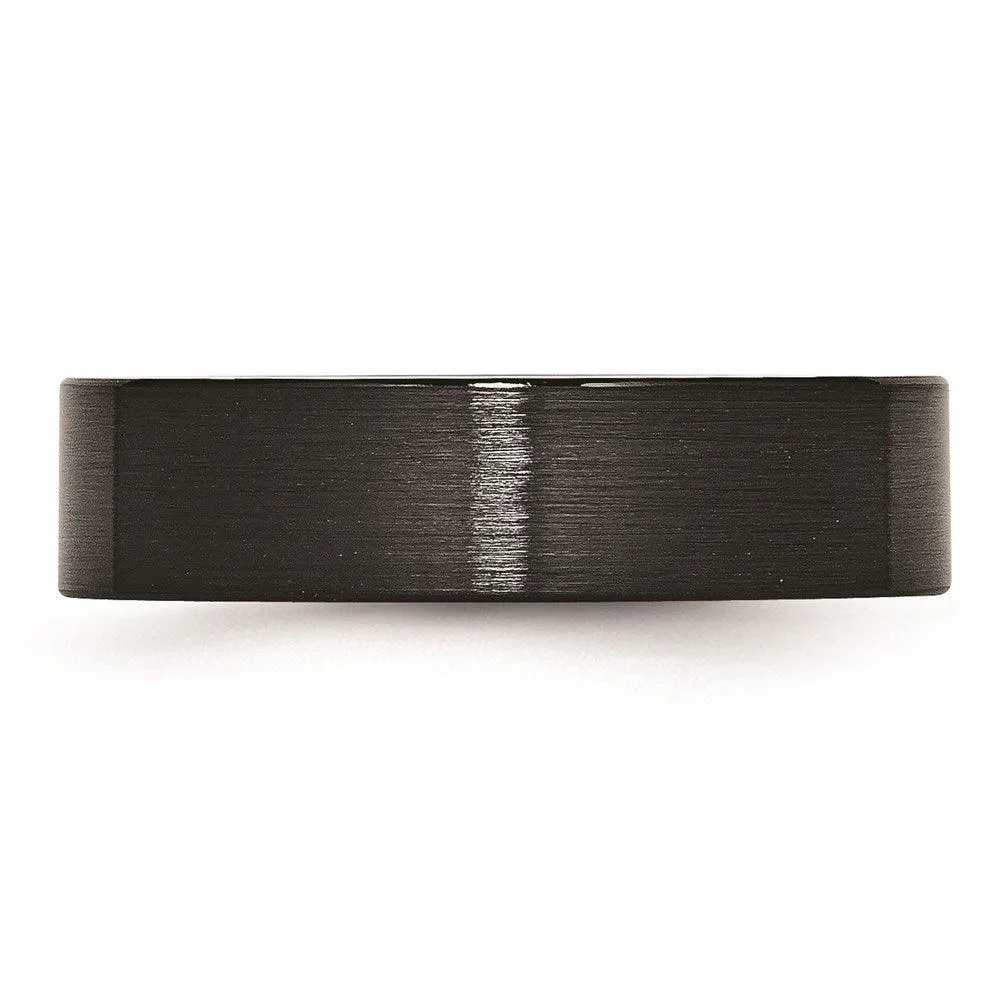 Chisel Jewelry Black Ceramic Flat 6mm Brushed Band