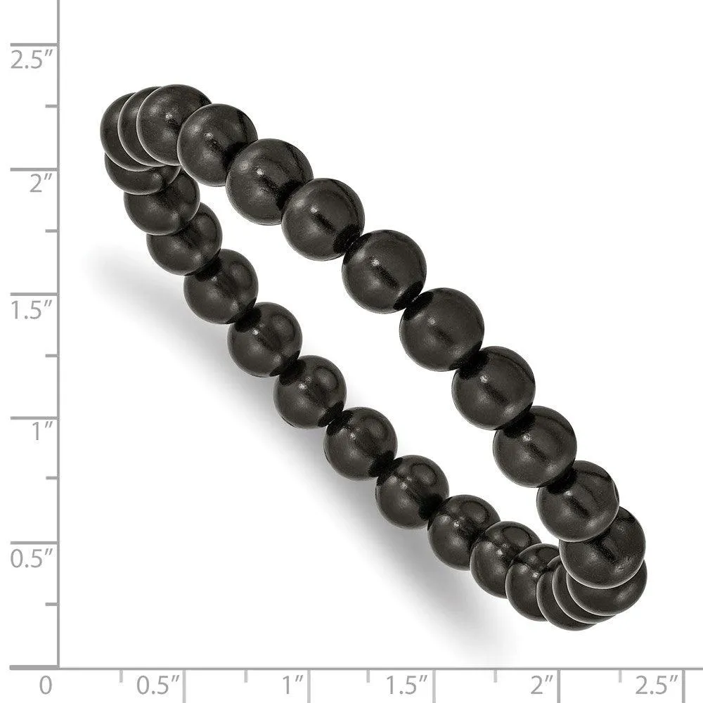 Chisel Jewelry Black Wood Bead Stretch Bracelet