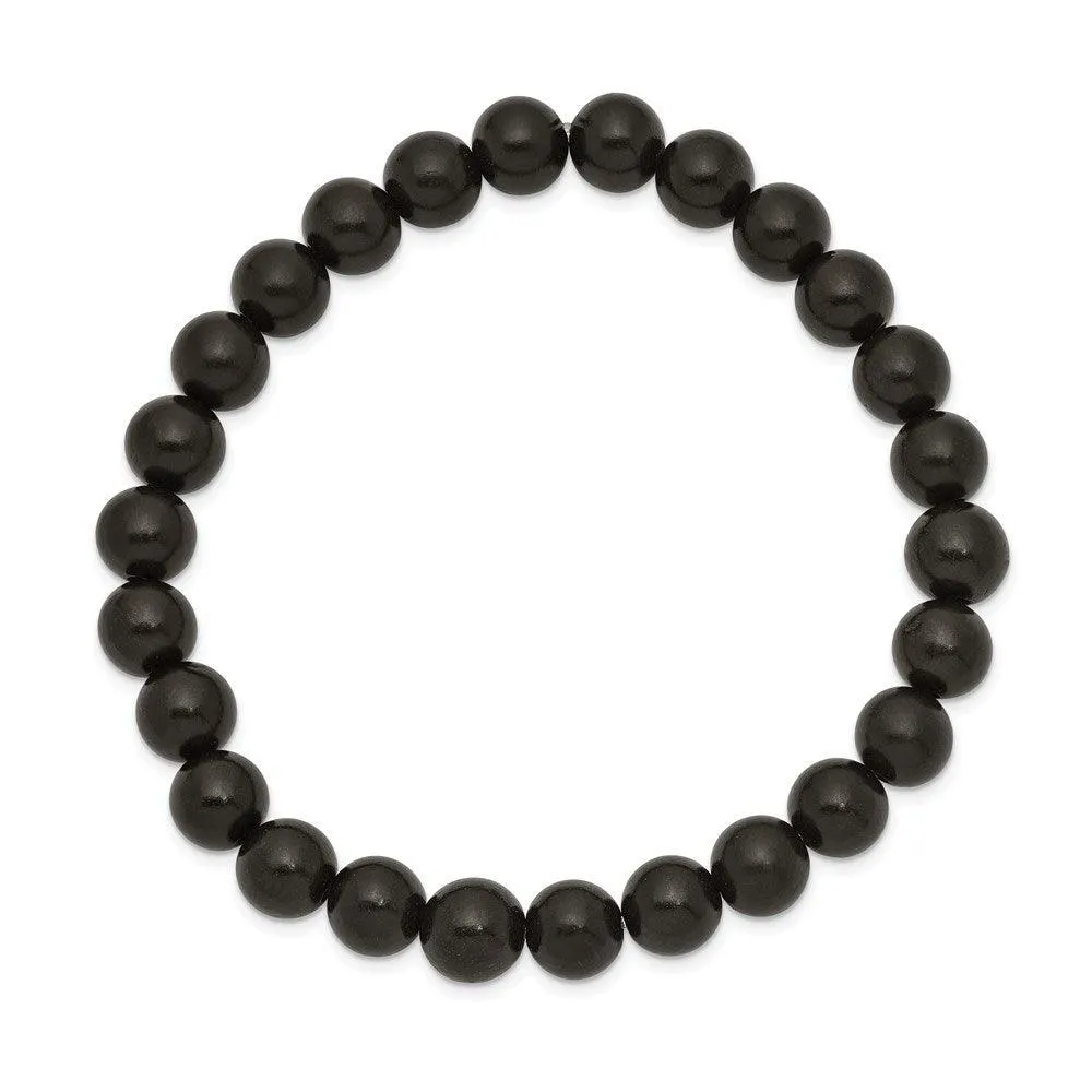 Chisel Jewelry Black Wood Bead Stretch Bracelet
