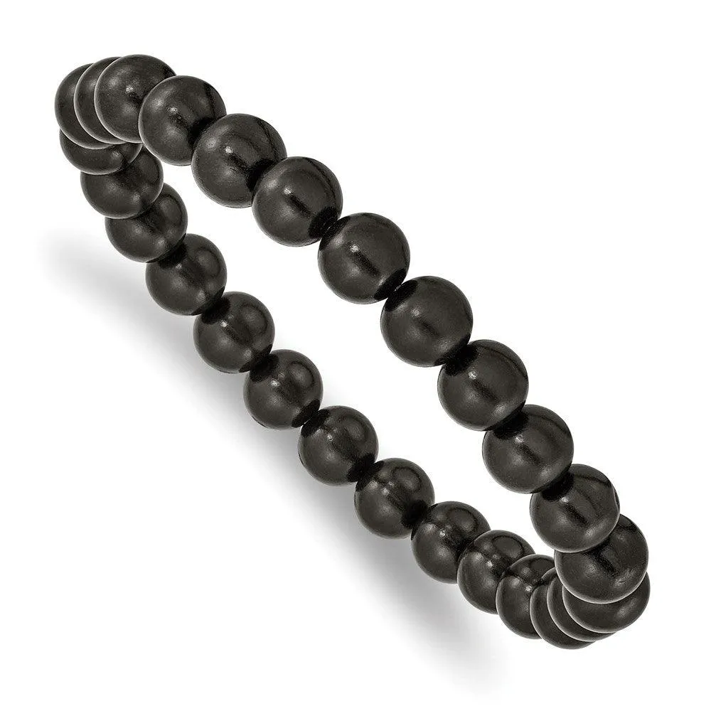 Chisel Jewelry Black Wood Bead Stretch Bracelet