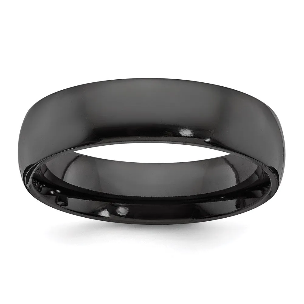 Chisel Jewelry Black Zirconium Polished 6mm Band | ZCR108