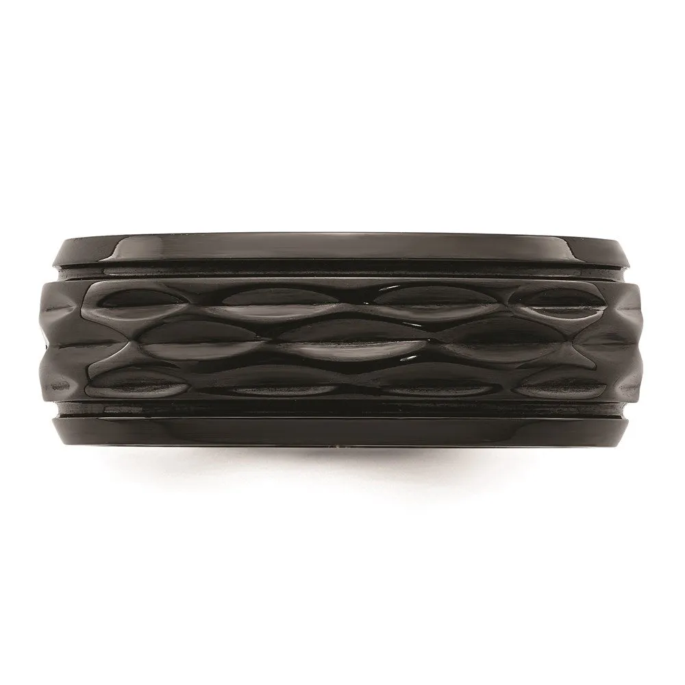 Chisel Jewelry Black Zirconium Polished and D/C 8mm Band | ZCR104