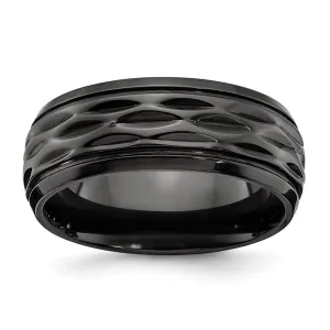 Chisel Jewelry Black Zirconium Polished and D/C 8mm Band | ZCR104