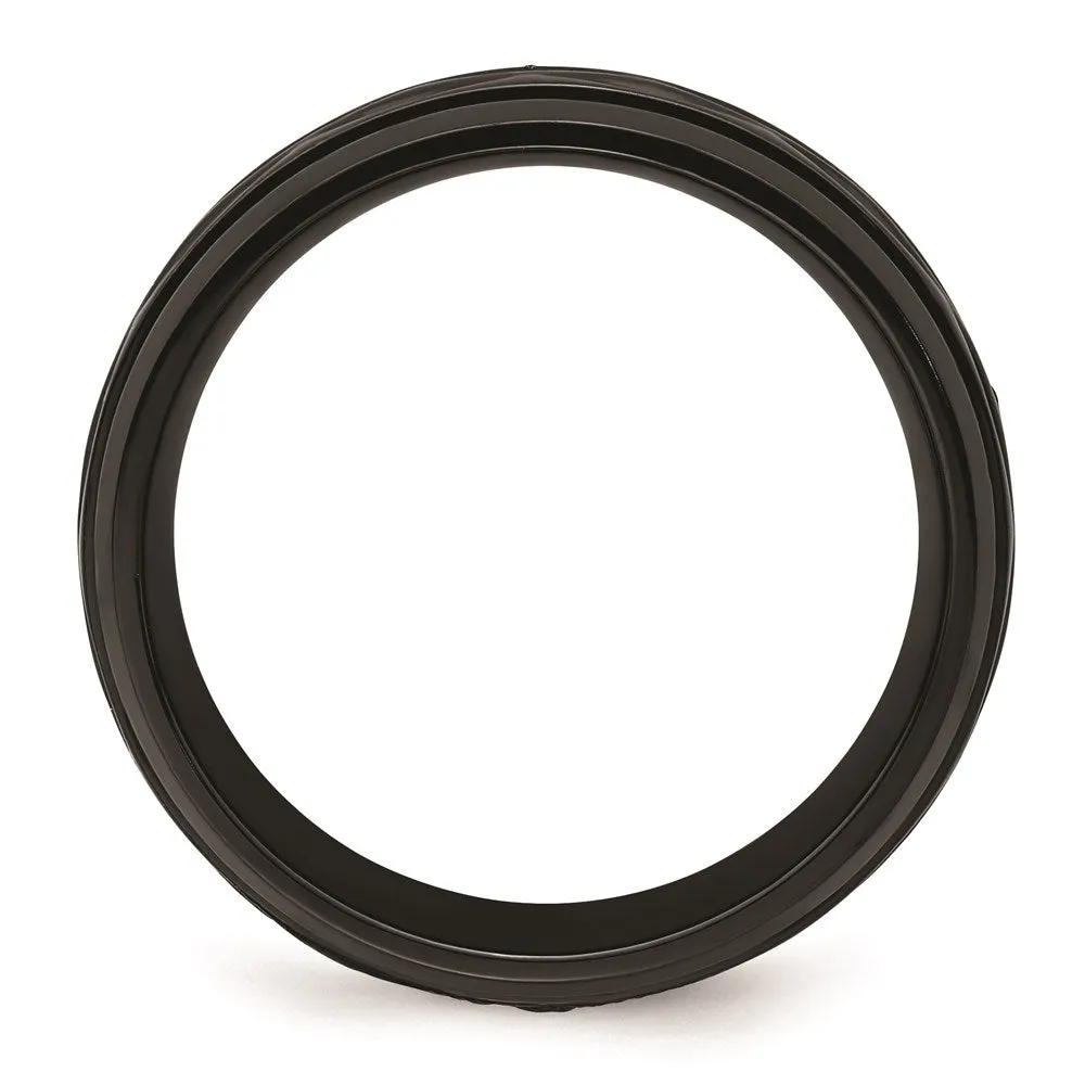 Chisel Jewelry Black Zirconium Polished and D/C 8mm Band | ZCR104