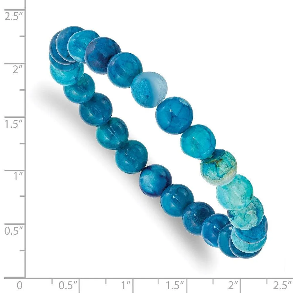 Chisel Jewelry Blue Fire Agate Beaded Stretch Bracelet