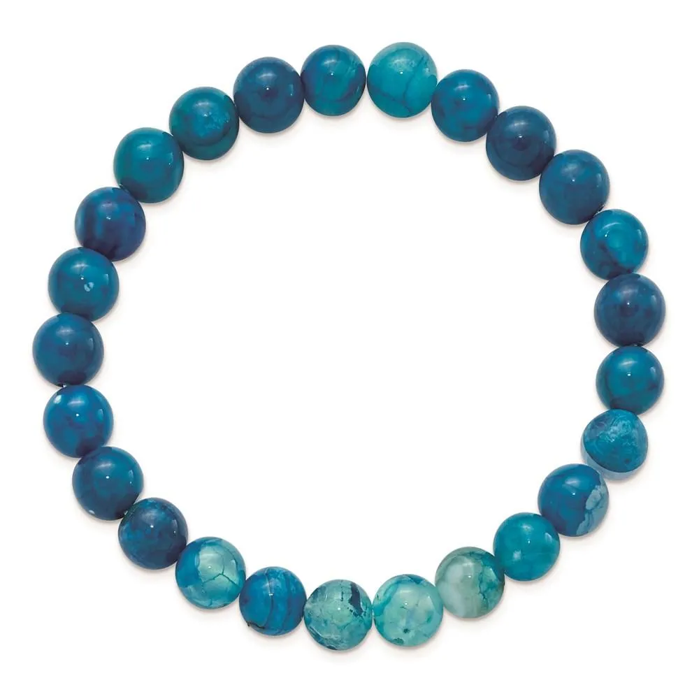 Chisel Jewelry Blue Fire Agate Beaded Stretch Bracelet