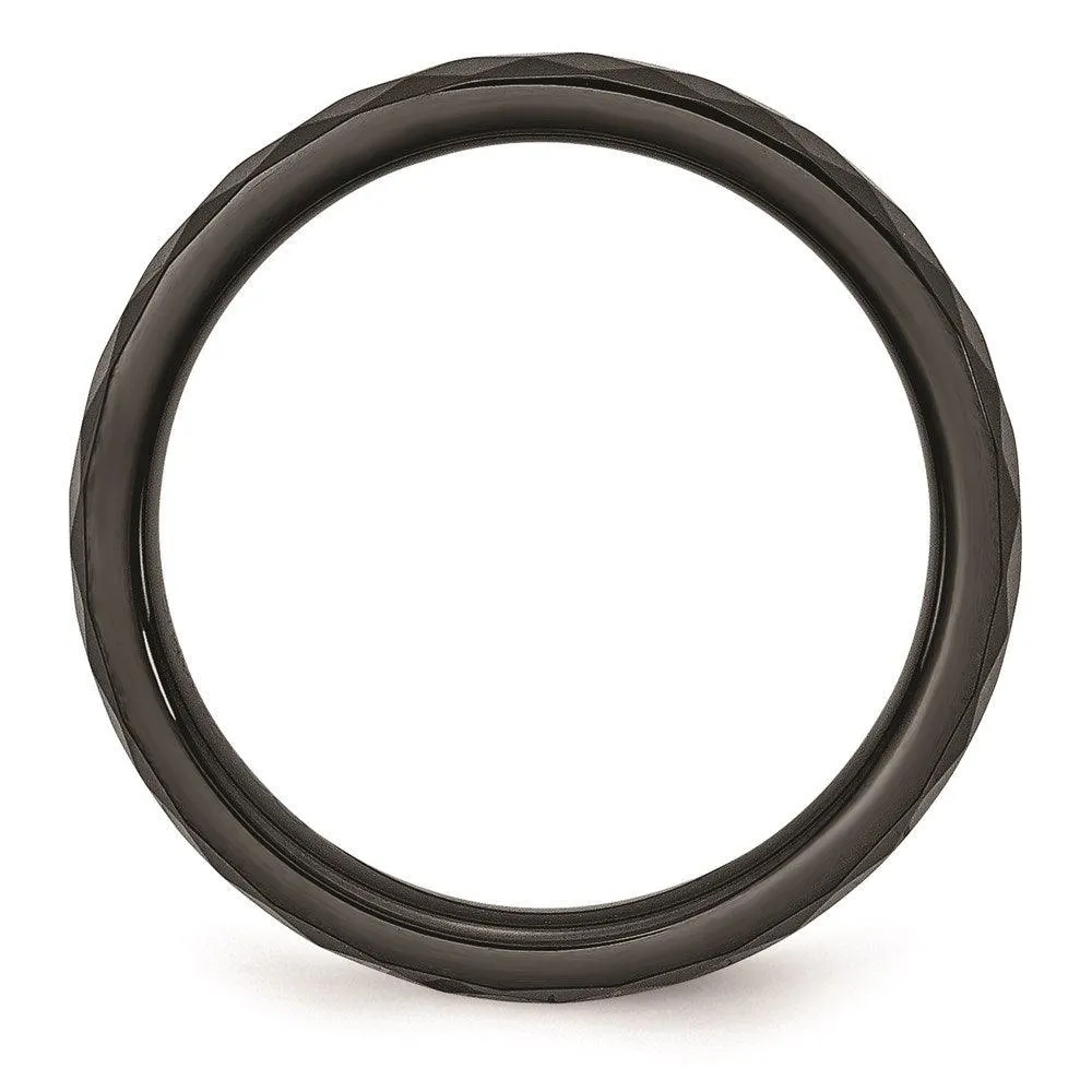 Chisel Jewelry Ceramic Black 4mm Faceted Polished Band