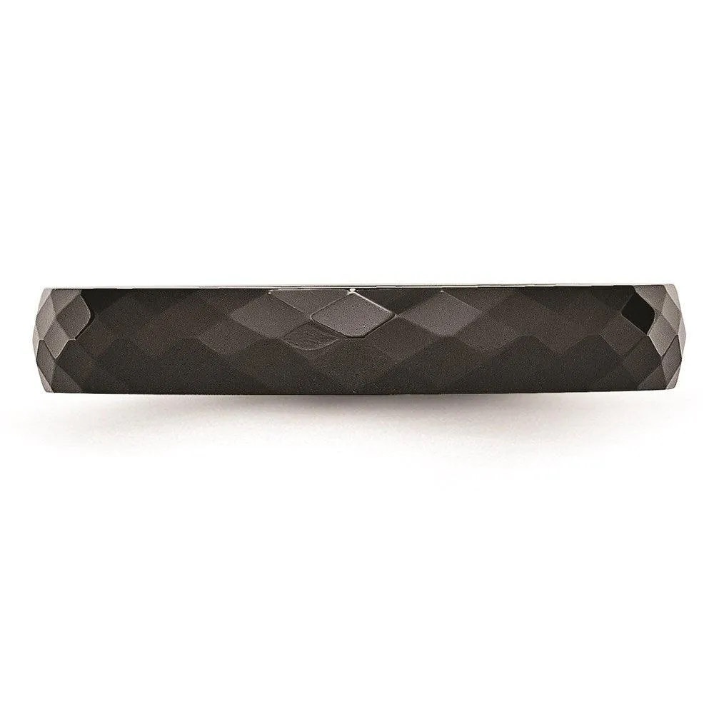 Chisel Jewelry Ceramic Black 4mm Faceted Polished Band