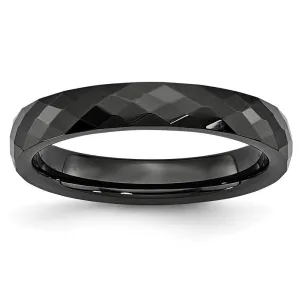 Chisel Jewelry Ceramic Black 4mm Faceted Polished Band