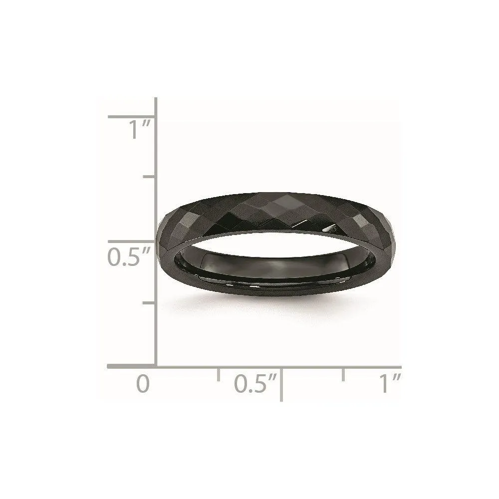 Chisel Jewelry Ceramic Black 4mm Faceted Polished Band