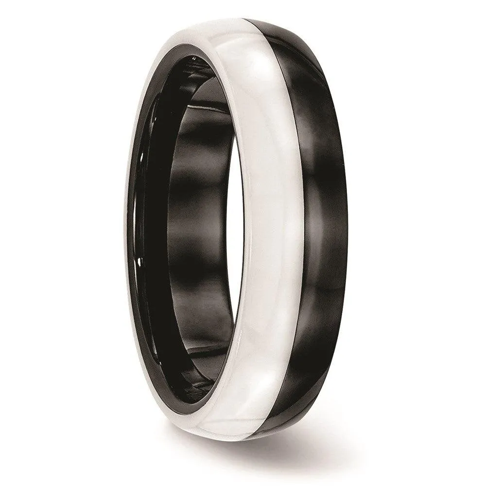 Chisel Jewelry Ceramic Black and White 6.00mm Band