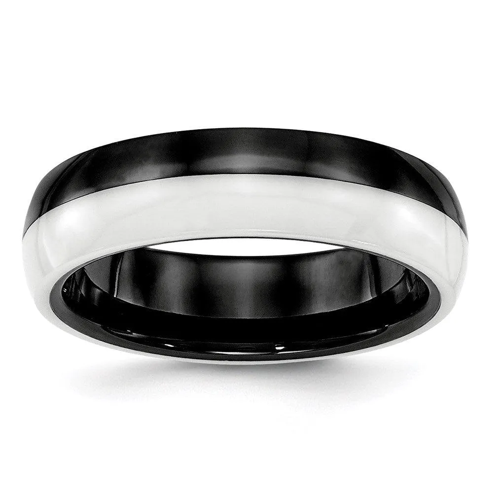 Chisel Jewelry Ceramic Black and White 6.00mm Band