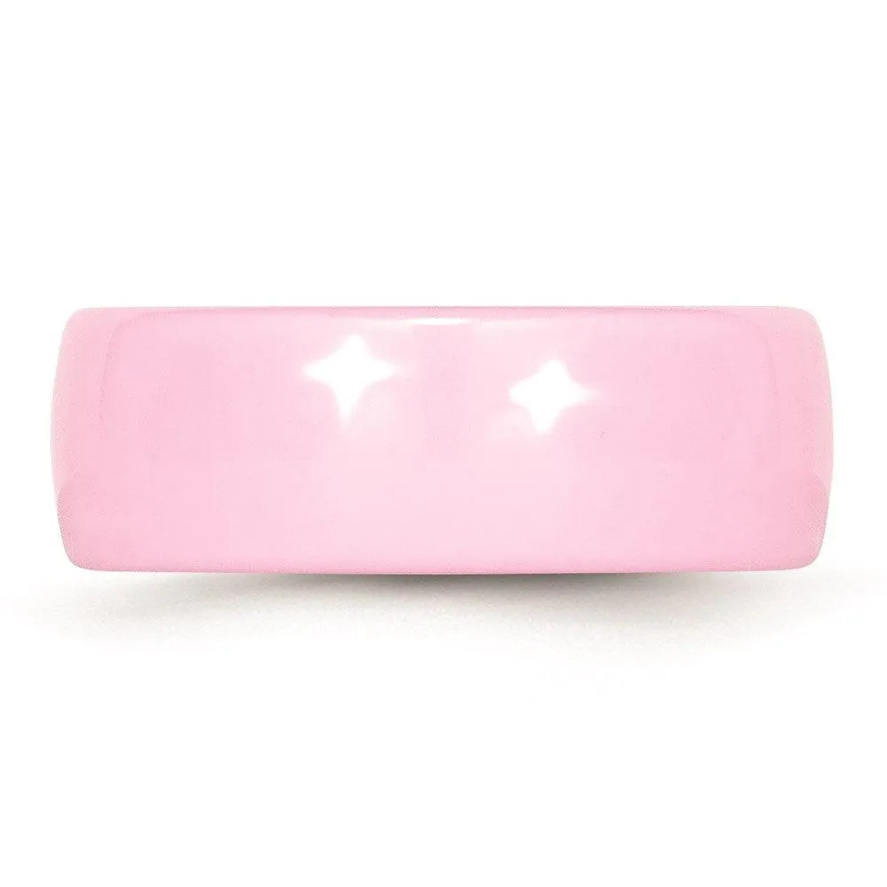 Chisel Jewelry Ceramic Pink 8mm Polished Band