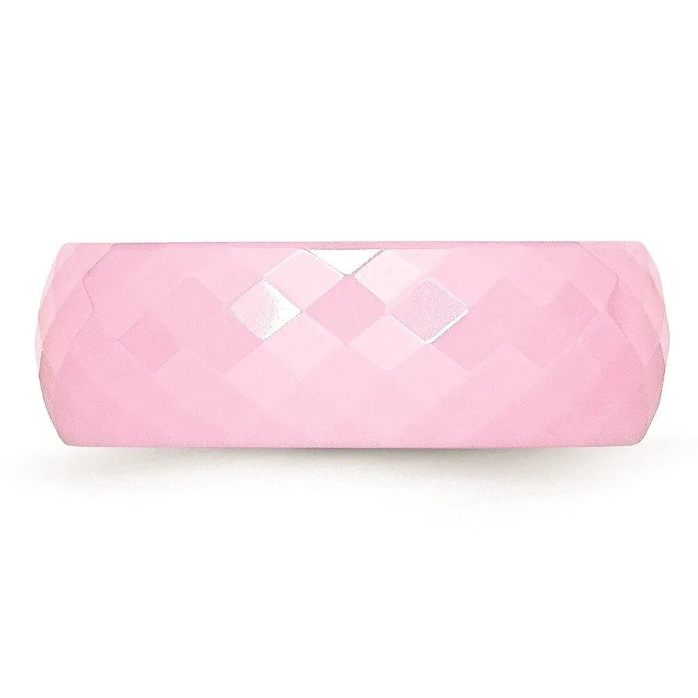 Chisel Jewelry Ceramic Pink Faceted 7.5mm Polished Band