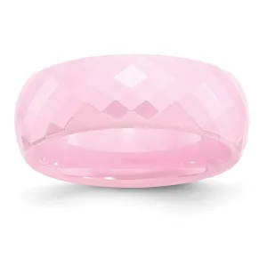 Chisel Jewelry Ceramic Pink Faceted 7.5mm Polished Band