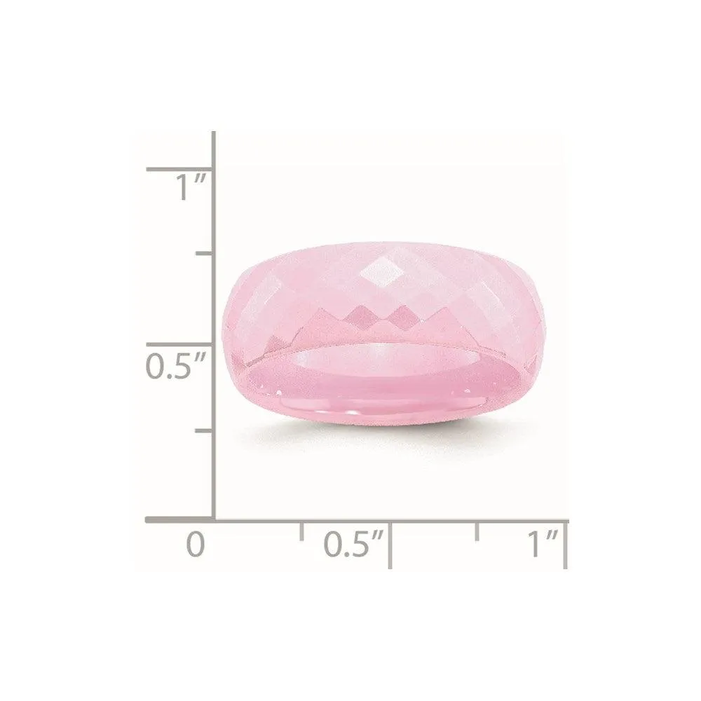 Chisel Jewelry Ceramic Pink Faceted 7.5mm Polished Band