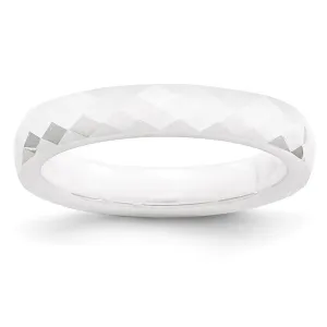 Chisel Jewelry Ceramic White 4mm Faceted Polished Band