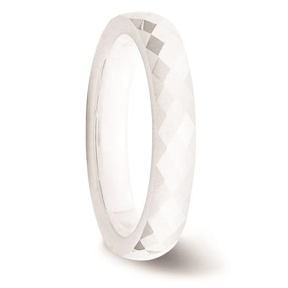 Chisel Jewelry Ceramic White 4mm Faceted Polished Band