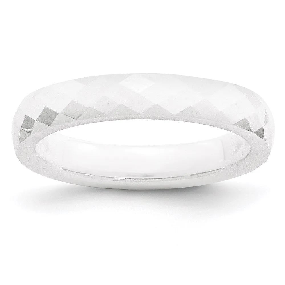 Chisel Jewelry Ceramic White 4mm Faceted Polished Band