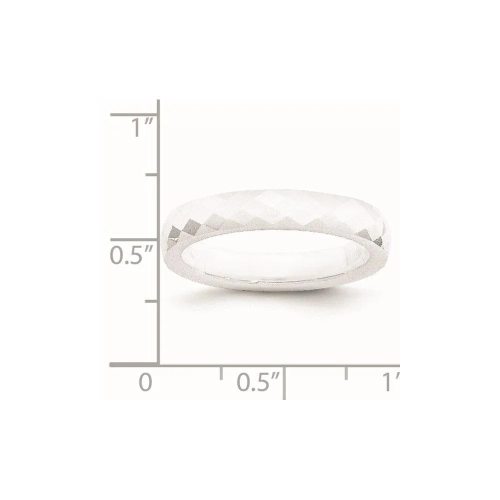 Chisel Jewelry Ceramic White 4mm Faceted Polished Band