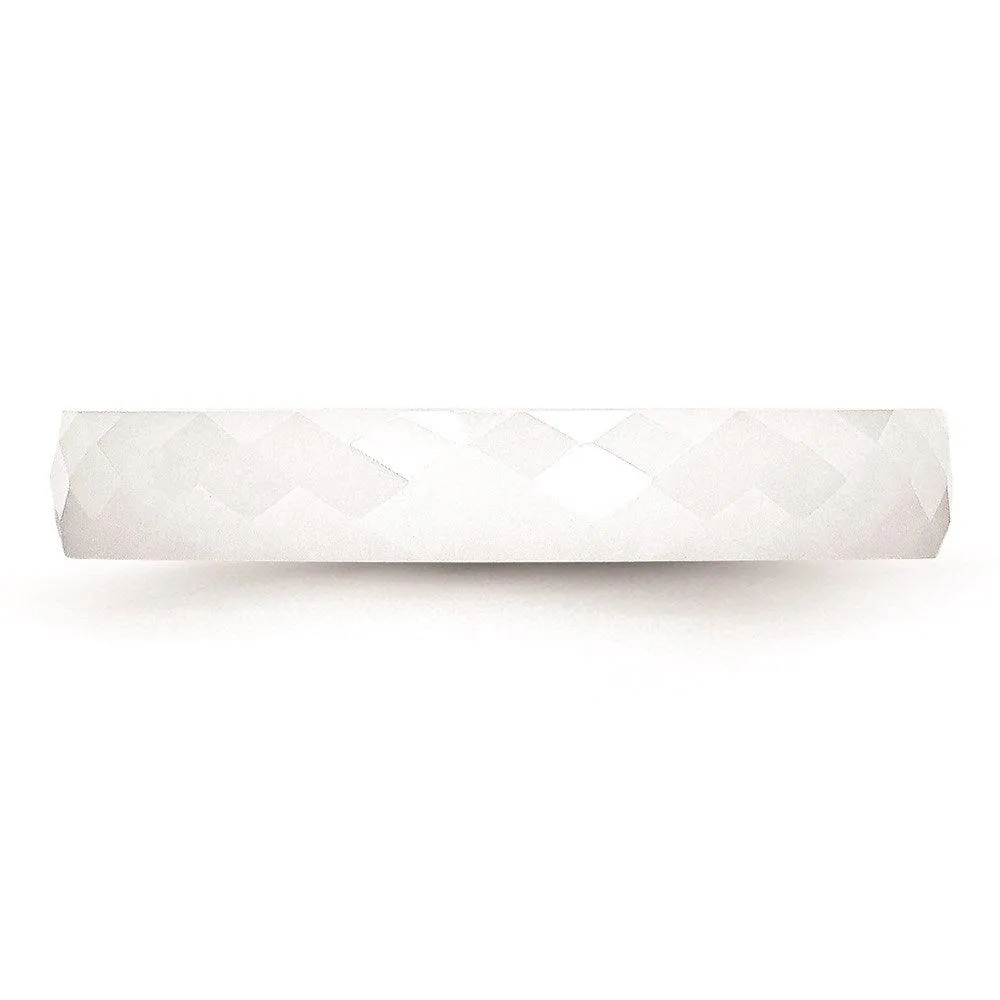 Chisel Jewelry Ceramic White 4mm Faceted Polished Band