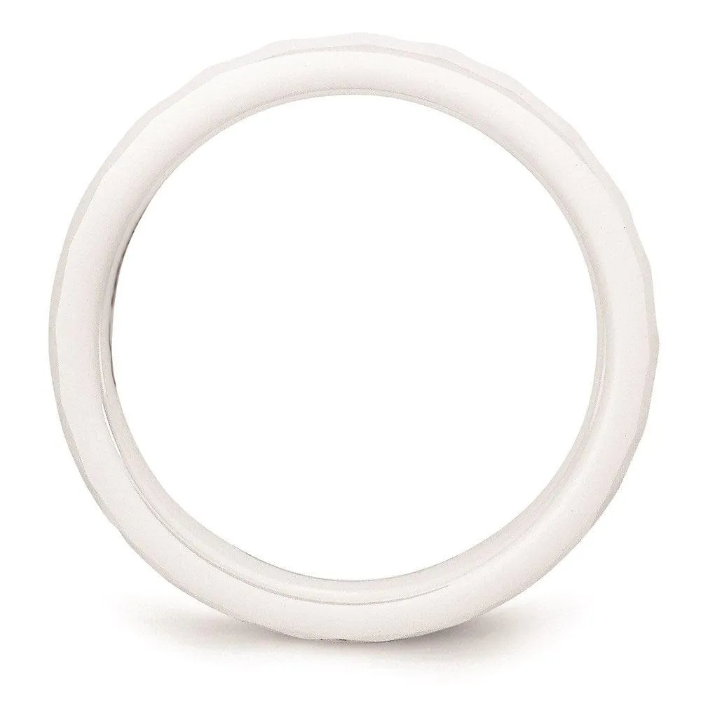 Chisel Jewelry Ceramic White 4mm Faceted Polished Band