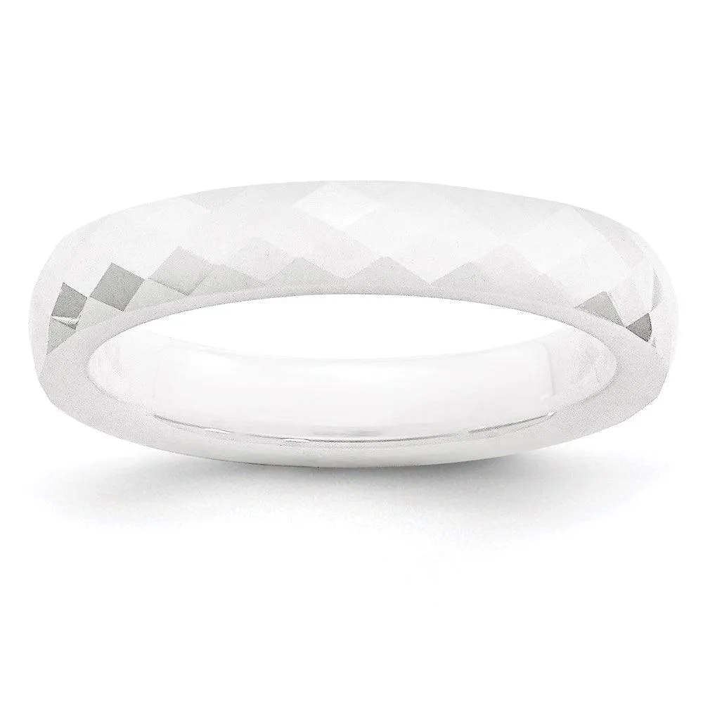 Chisel Jewelry Ceramic White 4mm Faceted Polished Band