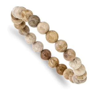 Chisel Jewelry Chrysanthemum Agate Beaded Stretch Bracelet