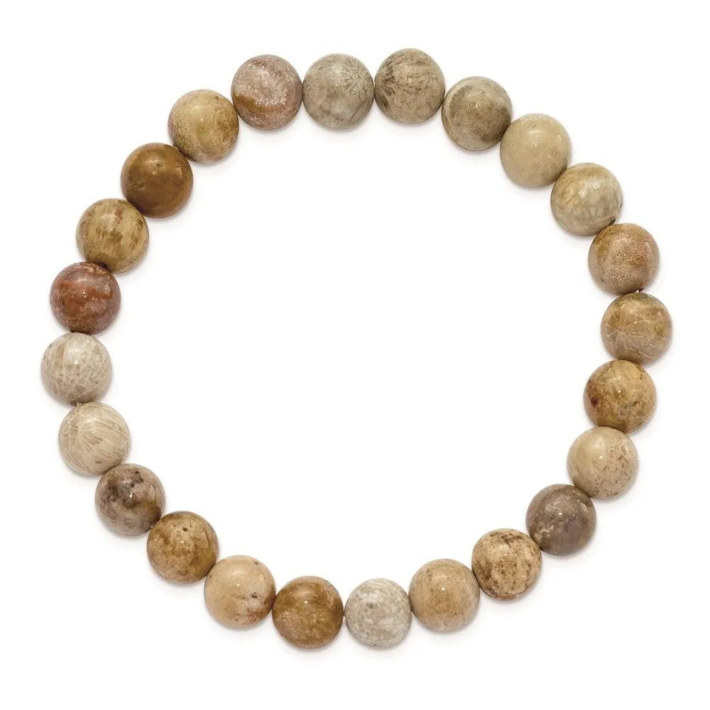 Chisel Jewelry Chrysanthemum Agate Beaded Stretch Bracelet