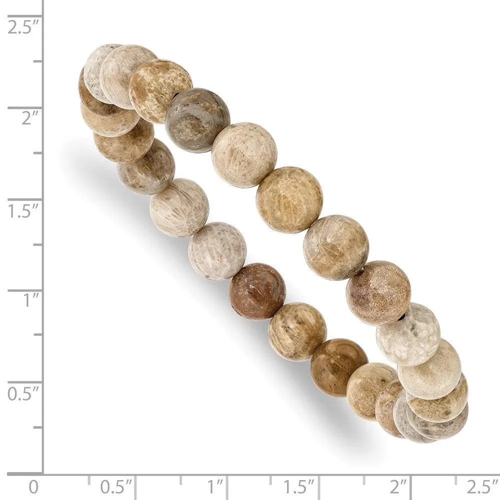 Chisel Jewelry Chrysanthemum Agate Beaded Stretch Bracelet