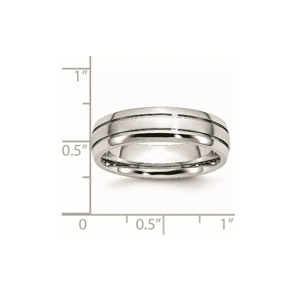 Chisel Jewelry Cobalt Polished and Satin Grooved 6mm Band