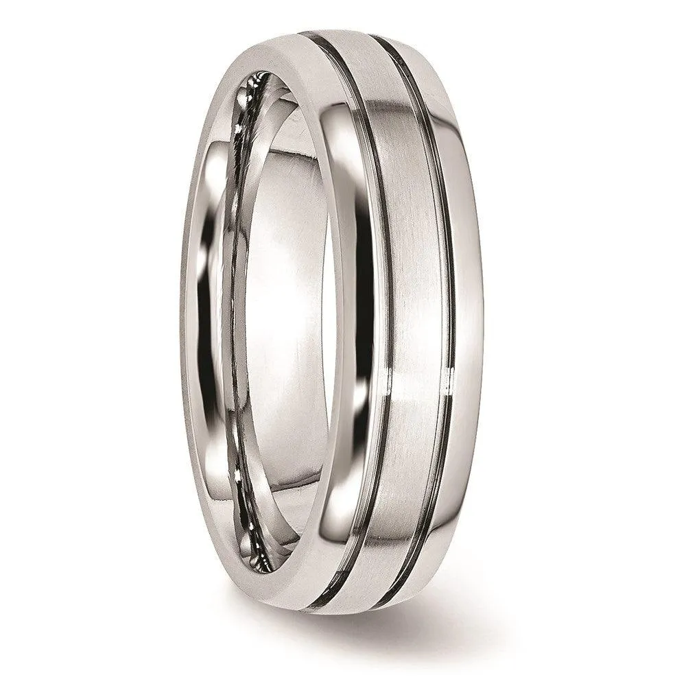 Chisel Jewelry Cobalt Polished and Satin Grooved 6mm Band