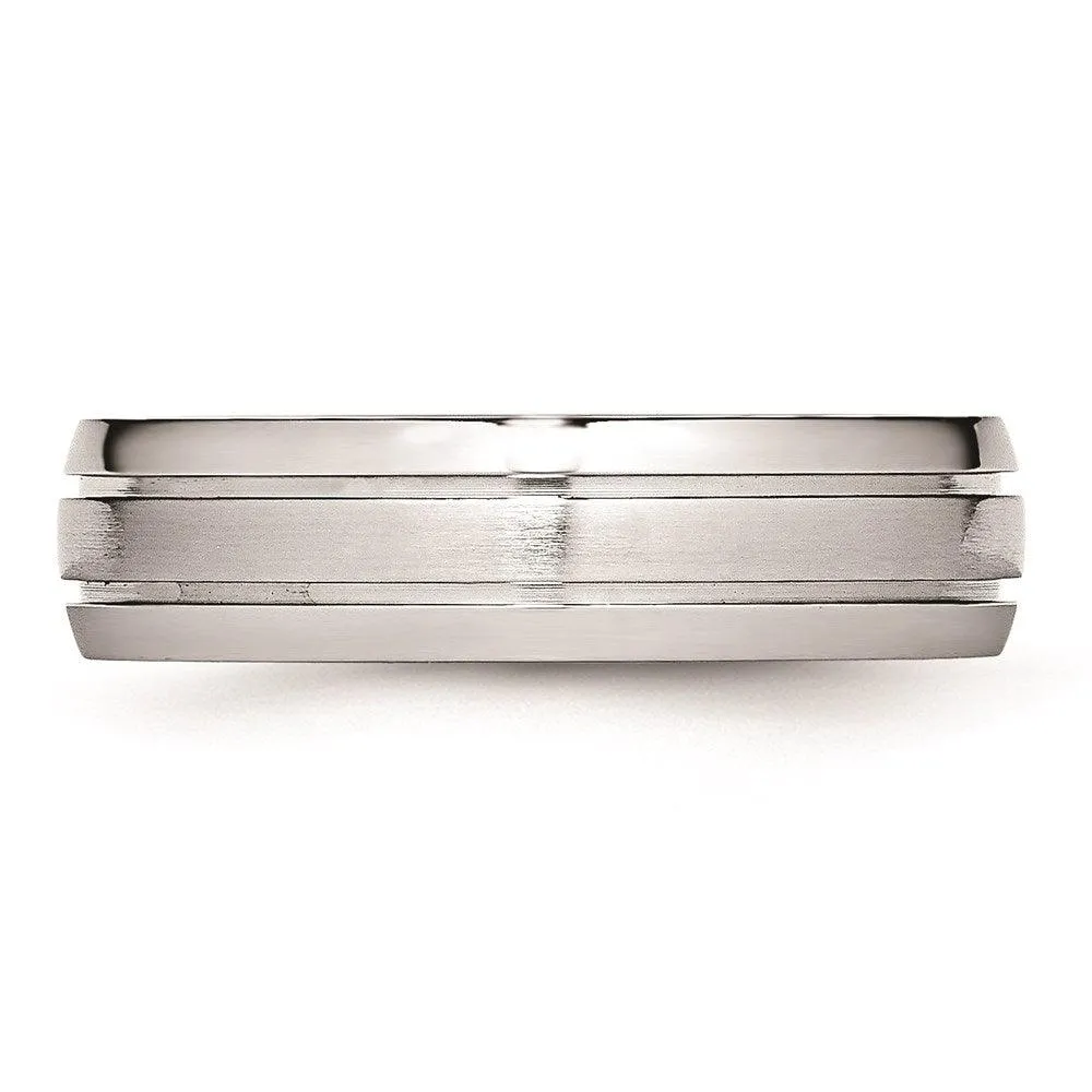 Chisel Jewelry Cobalt Polished and Satin Grooved 6mm Band