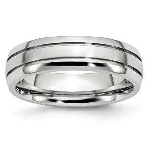 Chisel Jewelry Cobalt Polished and Satin Grooved 6mm Band