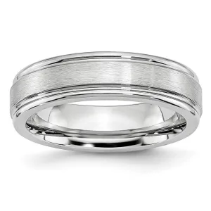 Chisel Jewelry Cobalt Satin and Polished Ridged Edge 6mm Band