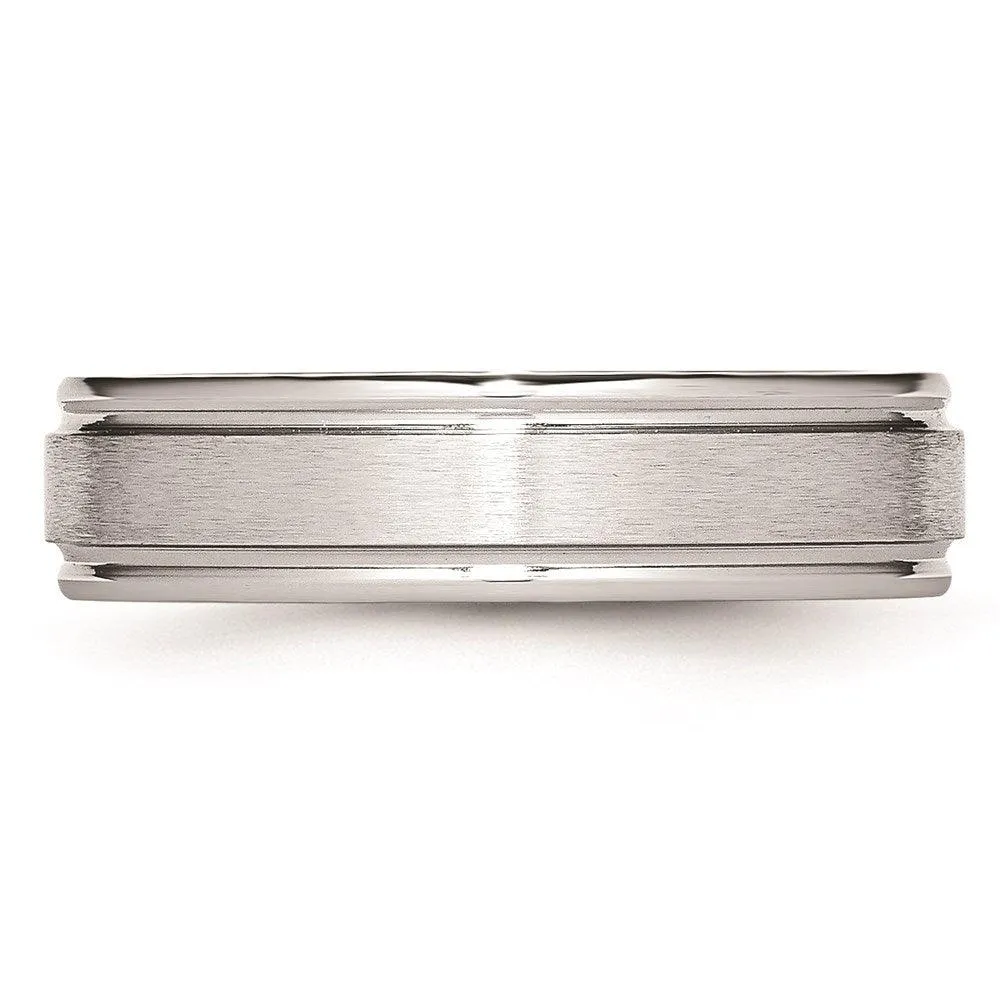 Chisel Jewelry Cobalt Satin and Polished Ridged Edge 6mm Band