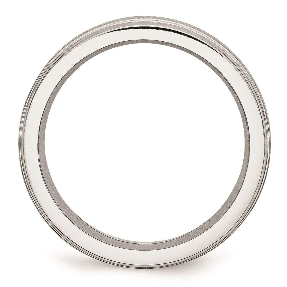 Chisel Jewelry Cobalt Satin and Polished Ridged Edge 6mm Band