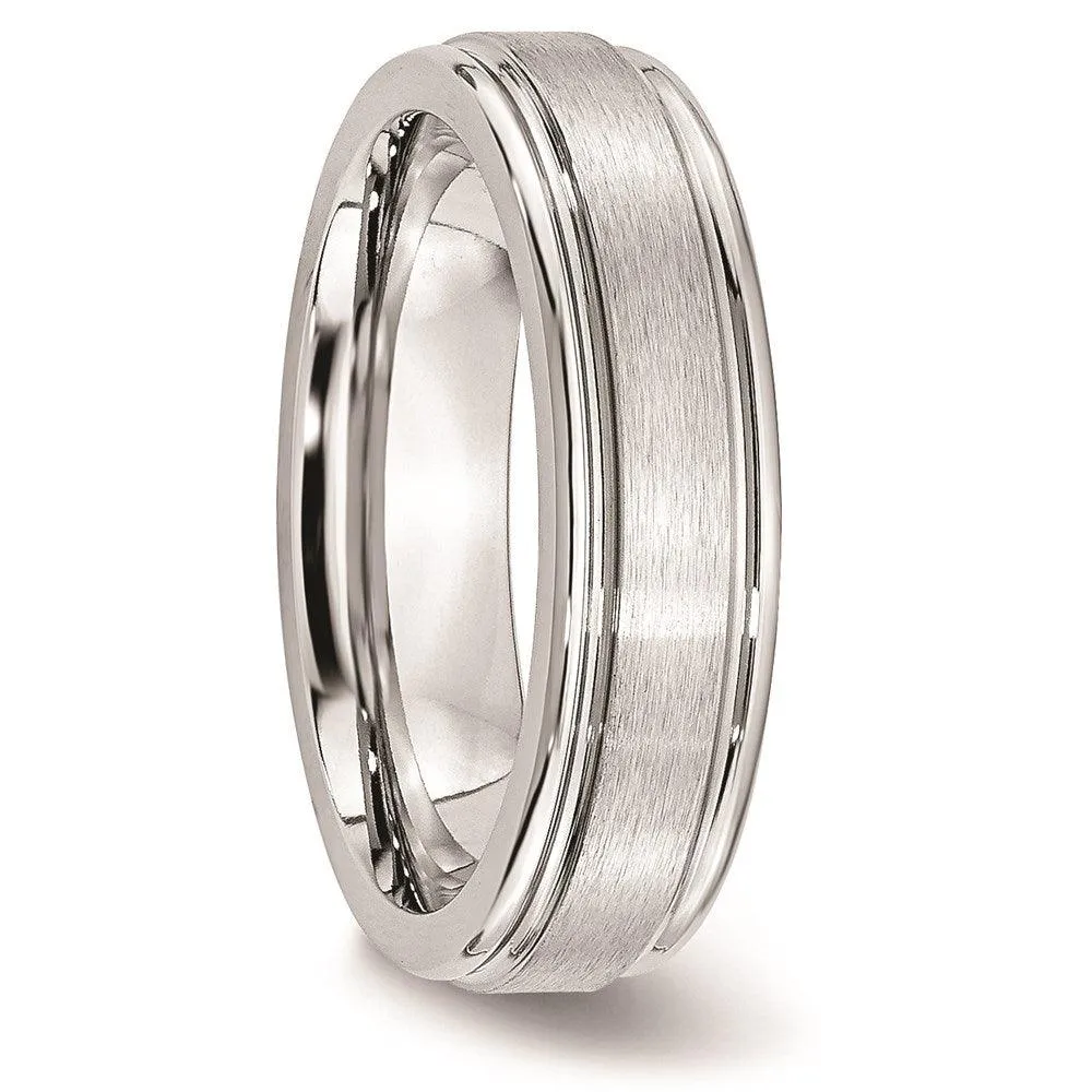 Chisel Jewelry Cobalt Satin and Polished Ridged Edge 6mm Band