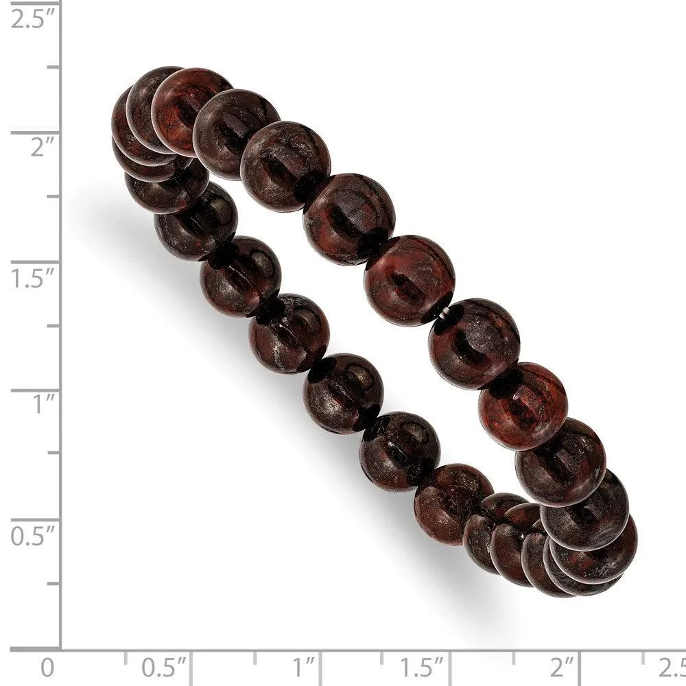 Chisel Jewelry Red Agate Beaded Stretch Bracelet